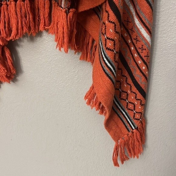 Cecico Womans Open Front Asymmetrical Sweater Vest With Fringe Rust Terra Cotta - Picture 3 of 9